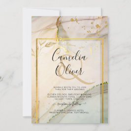 Oyster Pearl Gold WEDDING Alcohol Inkt Abstract Kaart