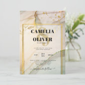 Oyster Pearl Gold WEDDING Alcohol Inkt Abstract Kaart (Staand voorkant)