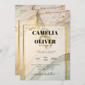 Oyster Pearl Gold WEDDING Alcohol Inkt Abstract Kaart (Voorkant / Achterkant)