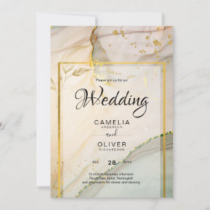 Oyster Pearl Gold WEDDING Alcohol Inkt Abstract Kaart