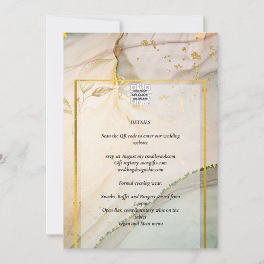 Oyster Pearl Gold WEDDING Alcohol Inkt Abstract Kaart (Achterkant)