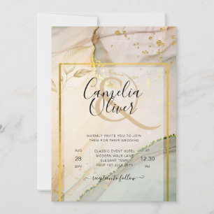 Oyster Pearl Gold WEDDING Alcohol Inkt Abstract Kaart