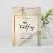 Oyster Pearl Gold WEDDING Alcohol Inkt Abstract Kaart (Staand voorkant)