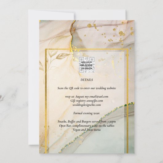 Oyster Pearl Gold WEDDING Alcohol Inkt Abstract Kaart (Achterkant)