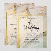 Oyster Pearl Gold WEDDING Alcohol Inkt Abstract Kaart (Voorkant / Achterkant)