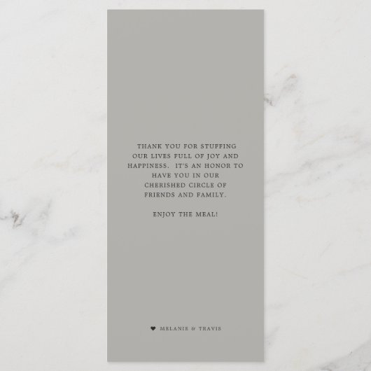 Oyster Pearl Party | Grijze thema Menu (Achterkant)