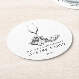 Oyster Pearl Party   zwart-wit Ronde Kartonnen Onderzetter