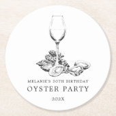 Oyster Pearl Party | zwart-wit Ronde Kartonnen Onderzetter (Voorkant)