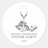 Oyster Pearl Party | zwart-wit Ronde Sticker (Voorkant)