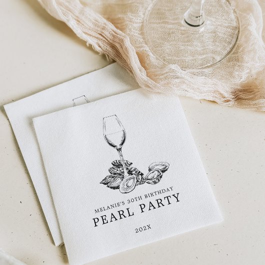 Oyster Pearl Party | Zwart-Wit Servet