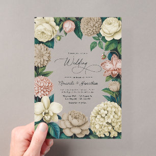 Oyster Pearl, Soft Taupe & Champagne Blush Trouwka Acryl Uitnodigingen