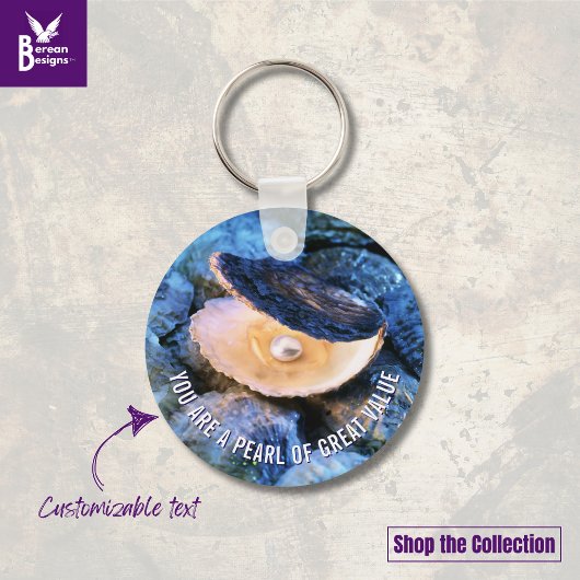 Oyster Pearl van grote waarde op maat Christelijk Sleutelhanger