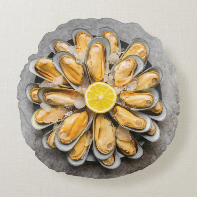 Oyster Platter Rond Kussen (Voorkant)