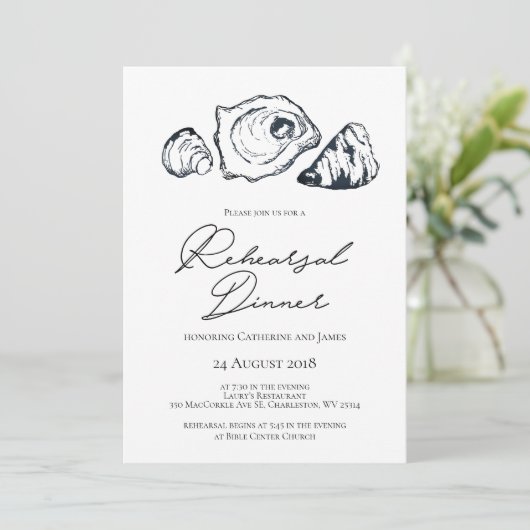 Oyster Rehearsal Dinner Invitation Kaart (Staand voorkant)
