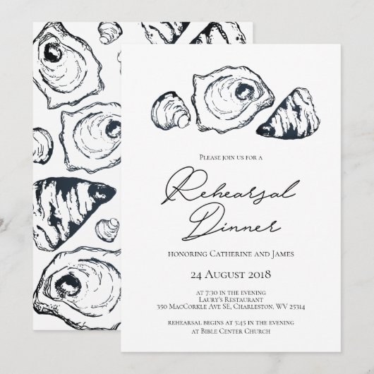 Oyster Rehearsal Dinner Invitation Kaart (Voorkant / Achterkant)
