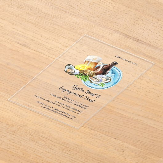 Oyster Roast and Engagement Toast Seafood Party Acryl Uitnodigingen (Laagn)