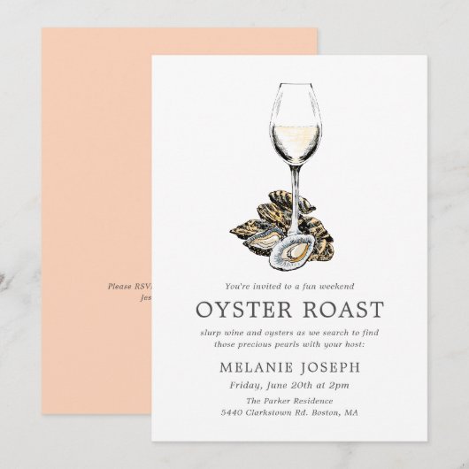Oyster Roast Birthday Party | Perzikstrips Kaart (Voorkant / Achterkant)