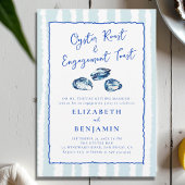 Oyster Roast Blue Stripes Modern Engagement Party Kaart