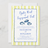 Oyster Roast Blue Yellow Stripes Engagement Party Kaart (Voorkant)