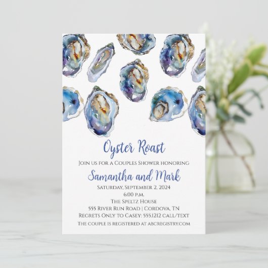 Oyster Roast Bruids Douche Uitnodiging (Staand voorkant)