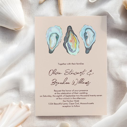 Oyster Roast Coastal Seaside Watercolor Wedding  Kaart