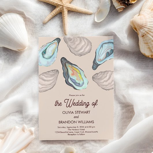 Oyster Roast Coastal Seaside Watercolor Wedding  Kaart