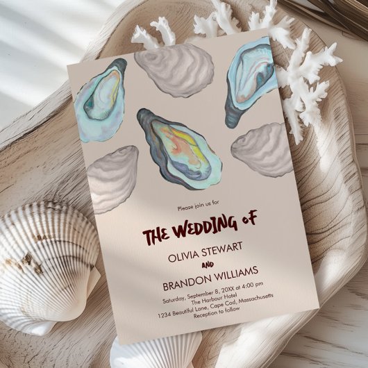 Oyster Roast Coastal Seaside Watercolor Wedding Kaart