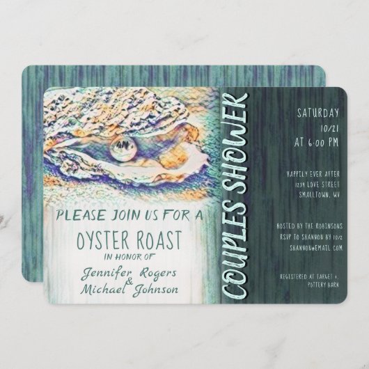 Oyster Roast Couples Shower in Ocean Colors Kaart (Voorkant / Achterkant)