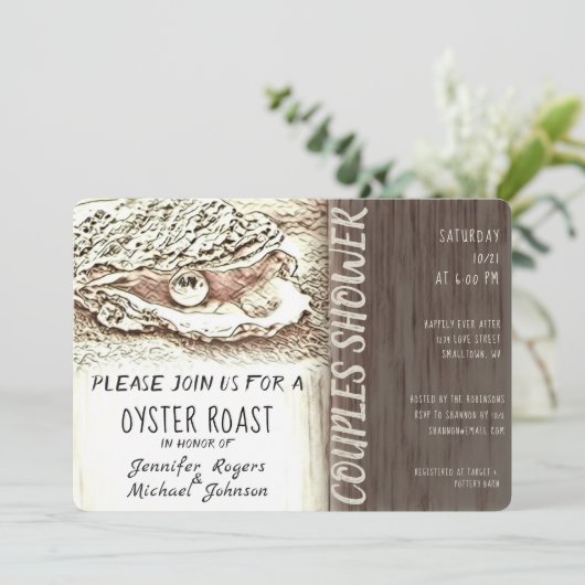 Oyster Roast Couples Shower Kaart (Staand voorkant)