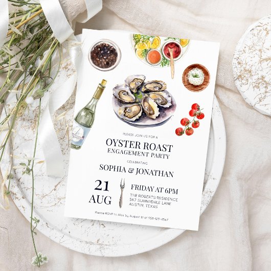 Oyster Roast Elegant Coastal Engagement Party Kaart