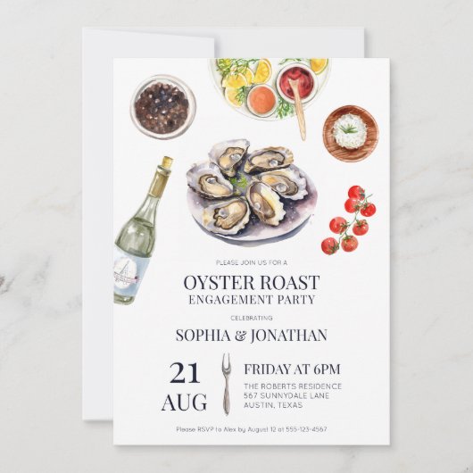 Oyster Roast Elegant Coastal Engagement Party Kaart (Voorkant)