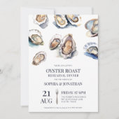 Oyster Roast Elegant Waterverf Repetitie Diner Kaart (Voorkant)