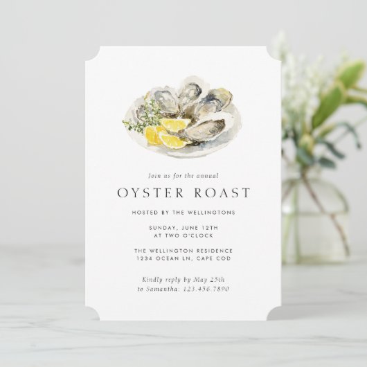 Oyster Roast Elegante Eenvoudige Vis Partij Kaart (Staand voorkant)
