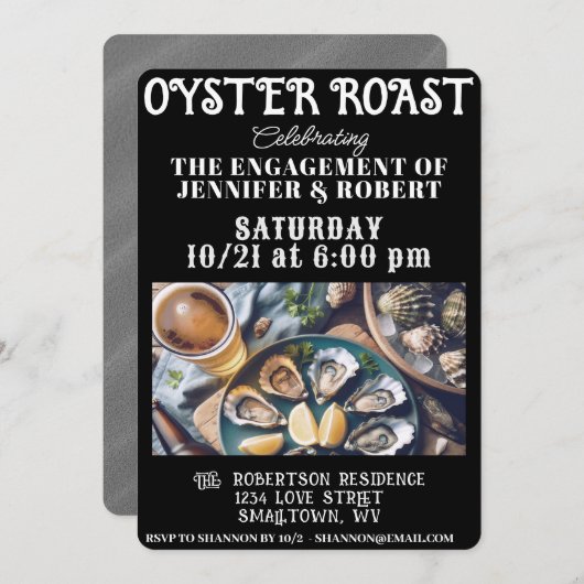 Oyster Roast Invitation Kaart (Voorkant / Achterkant)