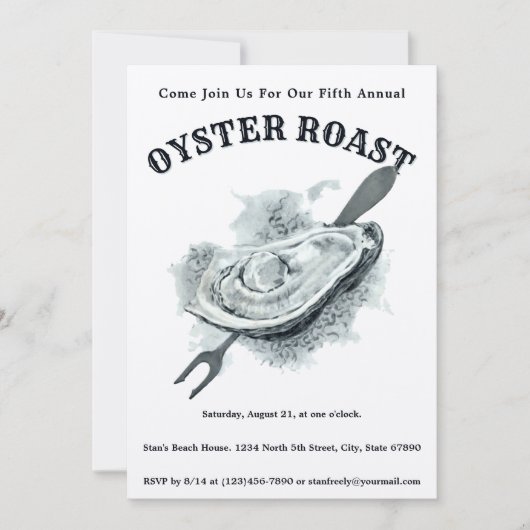  Oyster Roast Invitation Sjabloon Kaart (Voorkant)