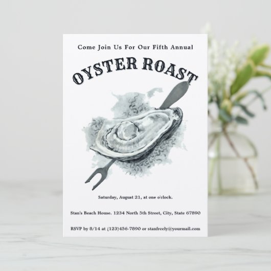  Oyster Roast Invitation Sjabloon Kaart (Staand voorkant)