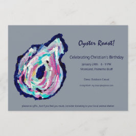 Oyster Roast Party Invitation - Dove Grey Kaart