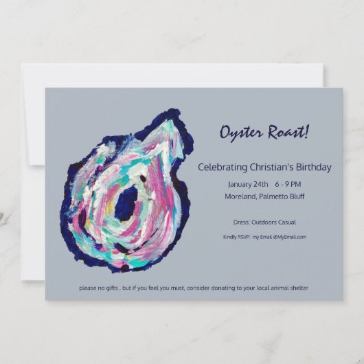 Oyster Roast Party Invitation in Light Grey Kaart (Voorkant)