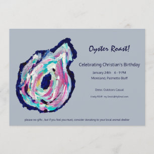 Oyster Roast Party Invitation in Light Grey Kaart