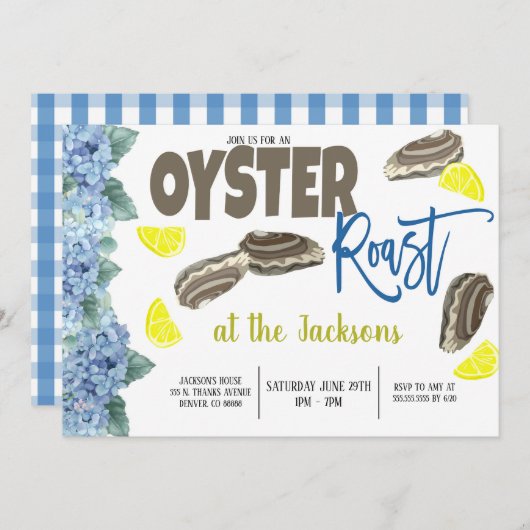 Oyster Roast Party uitnodiging (Voorkant / Achterkant)