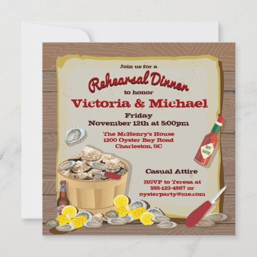 Oyster Roast Party-uitnodigingen Kaart (Voorkant)