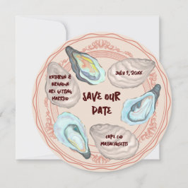 Oyster Roast Plate Wedding Save the Date Kaart