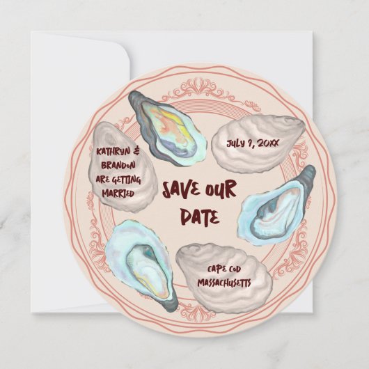 Oyster Roast Plate Wedding Save the Date Kaart (Voorkant)