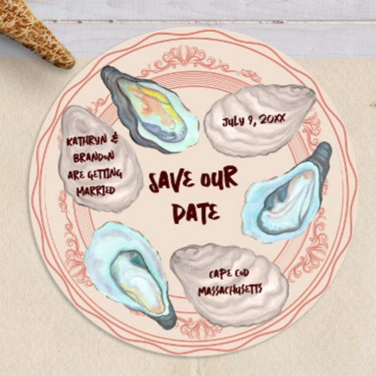 Oyster Roast Plate Wedding Save the Date Kaart