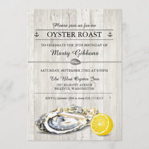 Oyster Roast Seafood Nautical Birthday Invitation Kaart