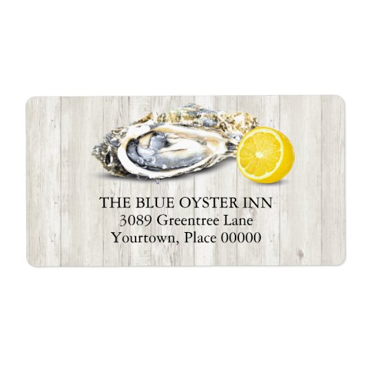 Oyster Roast Seafood Nautisch adres Etiket (Voorkant)