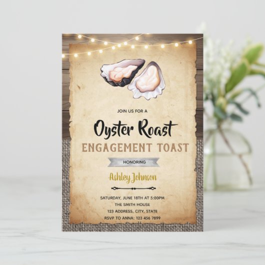 Oyster roast-uitnodiging kaart (Staand voorkant)