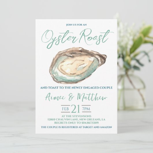 Oyster Roast Verloving Kaart (Staand voorkant)