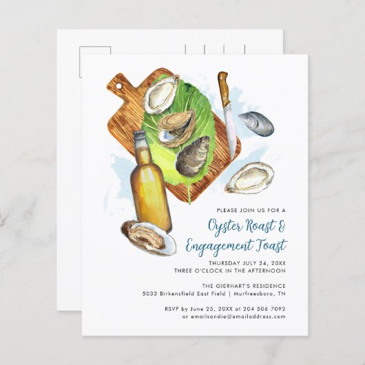 Oyster Roast Verloving Seafood Party Invitation (Voorkant / Achterkant)