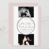 Oyster Roze & Goud Modern Minimal Save the Date (Voorkant / Achterkant)